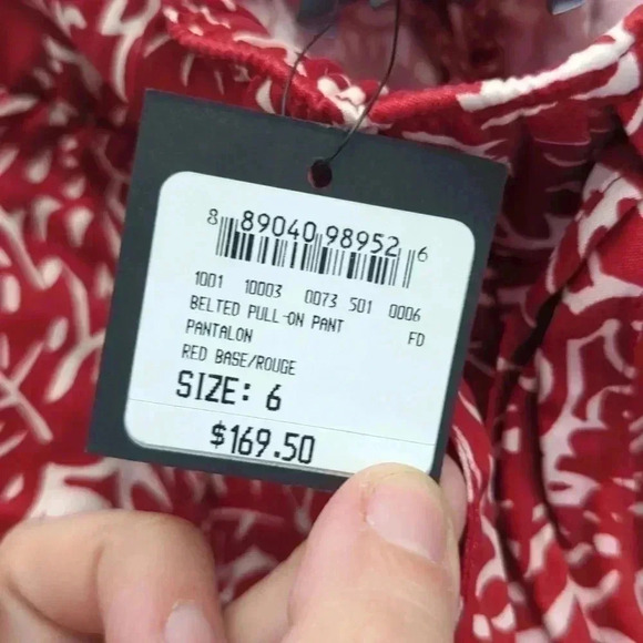 CLUB Monaco Women Beachy Tropical Print Wide Leg Belted Pull-On Pants - Picture 4 of 11